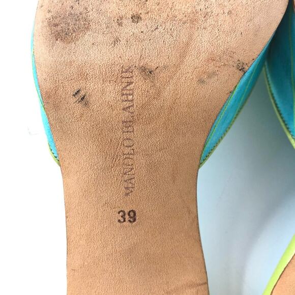 Vintage Manolo Blahnik Bow Lace Up Pinstripe Pointed Toe 39 - Picture 8 of 8